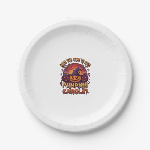 Pumpkin Carols Halloween Pumpkins Witch Hat Musica Paper Plates