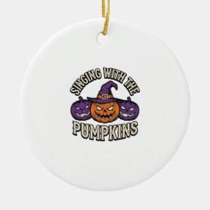 Pumpkin Carols Shirt Vintage Halloween Choir Pumpk Ceramic Ornament