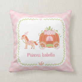 Pumpkin Carriage Little Princess Girls Room Decor Throw Pillow