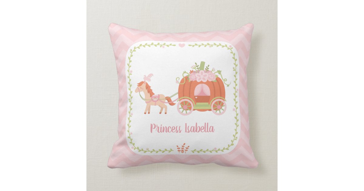 Pumpkin Carriage Little Princess Girls Room Decor Throw Pillow