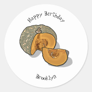 Pumpkin cartoon illustration classic round sticker