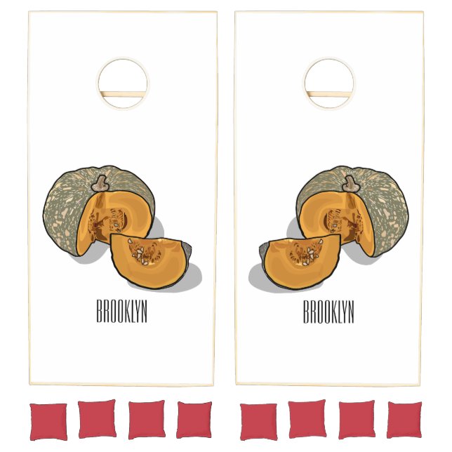 Pumpkin cartoon illustration  cornhole set (Set)