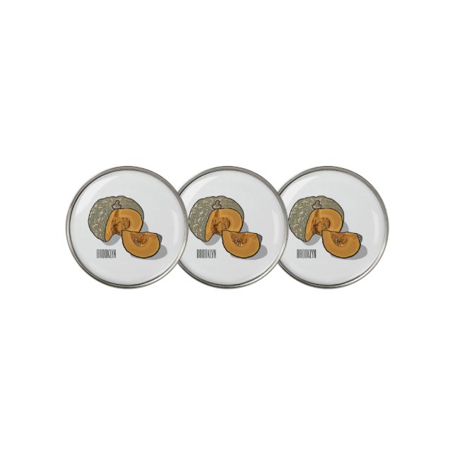 Pumpkin cartoon illustration  golf ball marker (3 Up)