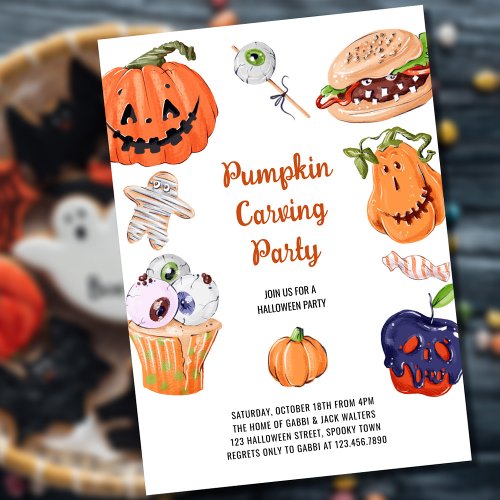 Pumpkin Carving and Halloween Food Party Invitation