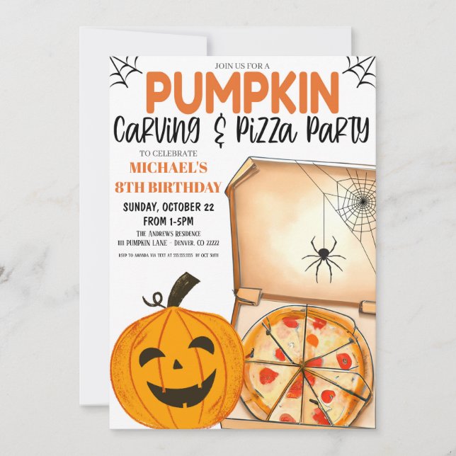 Pumpkin Carving and Pizza Invitation (Front)