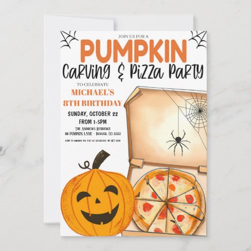 Pumpkin Carving and Pizza Invitation