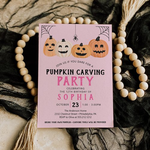 Pumpkin Carving Birthday Party Halloween Invitatio Invitation