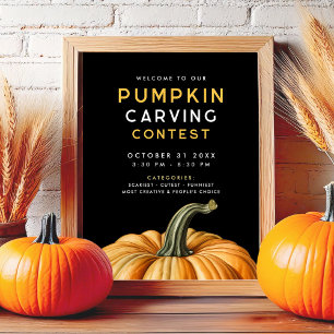 Pumpkin carving contest for Halloween party Poster
