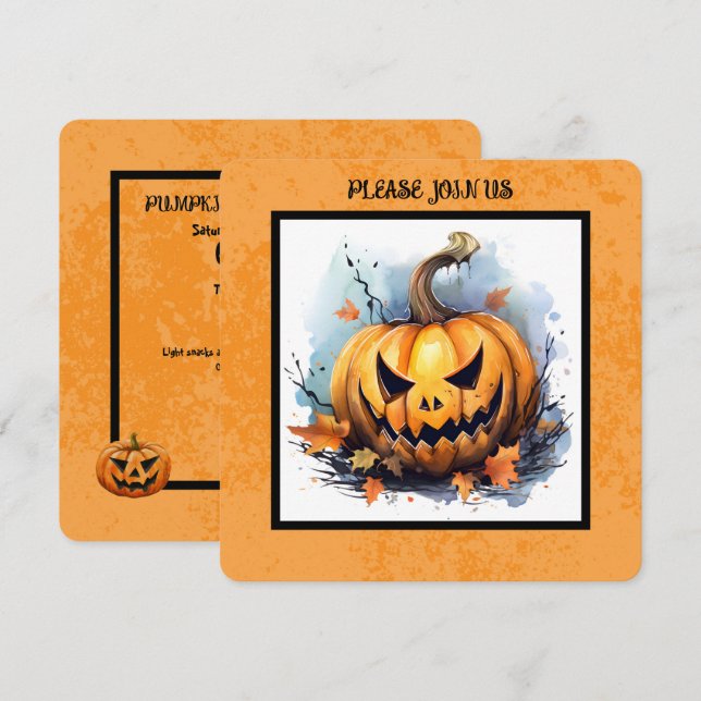 PUMPKIN CARVING CONTEST PARTY HOLIDAY CARD (Front/Back)