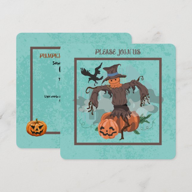 PUMPKIN CARVING CONTEST PARTY HOLIDAY CARD (Front/Back)
