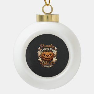 Pumpkin Carving Ghost Hunting Halloween Scary Flyi Ceramic Ball Christmas Ornament