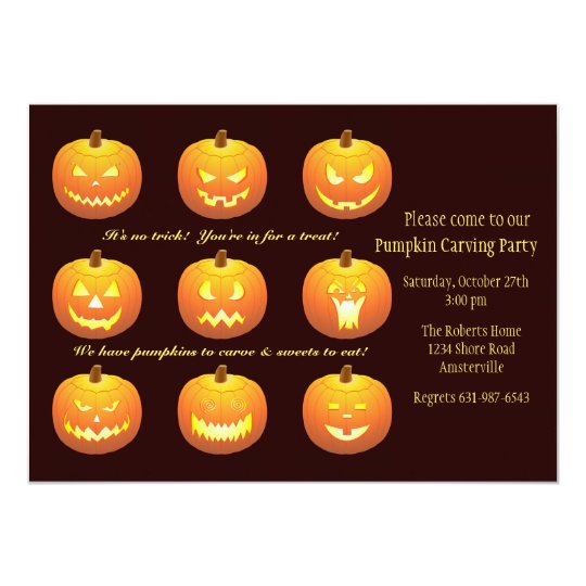 Pumpkin Carving Halloween Invitation