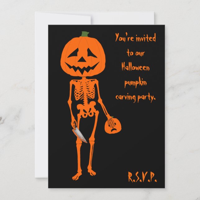 Pumpkin carving Halloween Invitation (Front)