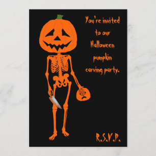 Pumpkin carving Halloween Invitation
