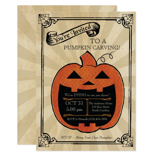 Pumpkin Carving Halloween Party Bash Invite