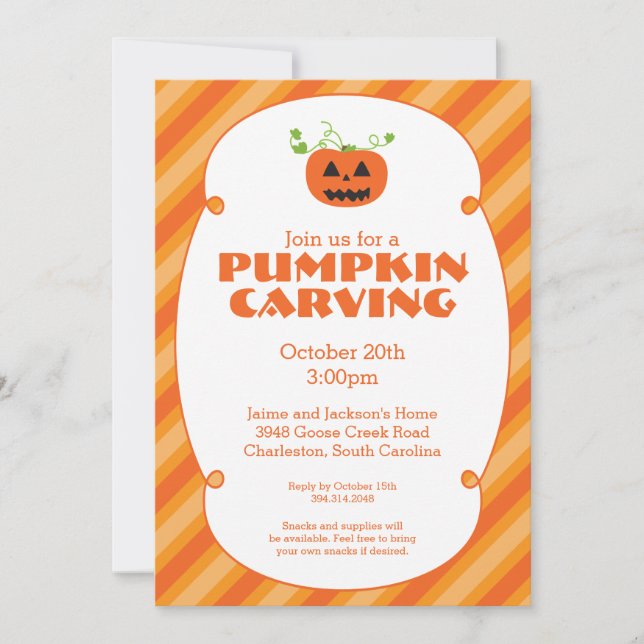 Pumpkin Carving Halloween Party Invitation (Front)