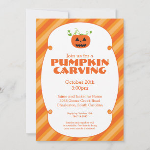 Pumpkin Carving Halloween Party Invitation