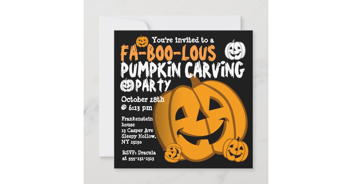 Pumpkin Carving Halloween Party Invitation | Zazzle