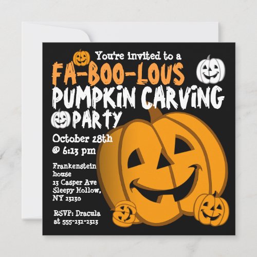 Pumpkin Carving Halloween Party Invitation