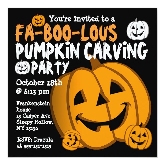 Pumpkin Carving Halloween Party Invitation