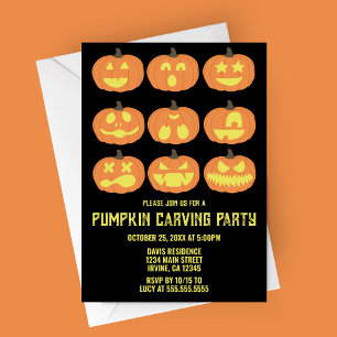 Pumpkin Carving Halloween Party Invitation
