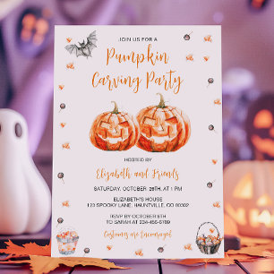 Pumpkin Carving Halloween Party Invitation