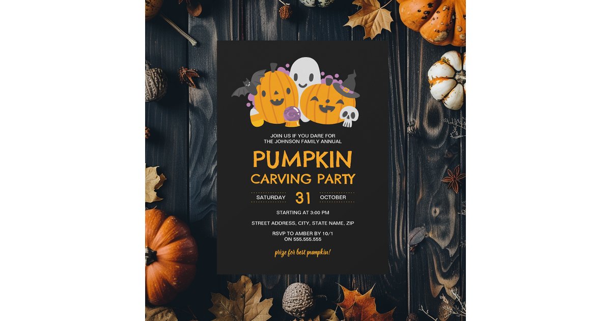 Pumpkin Carving Halloween Party Invitation | Zazzle