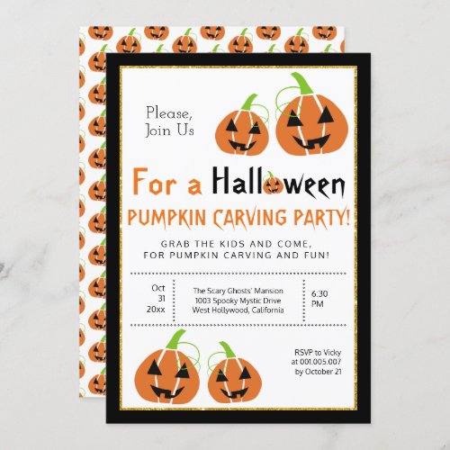 Pumpkin carving Halloween party Invitation