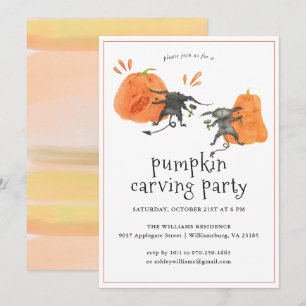 Pumpkin Carving Halloween Party Invitation