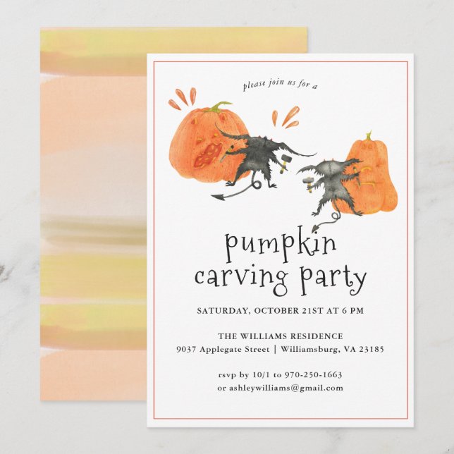 Pumpkin Carving | Halloween Party Invitation (Front/Back)