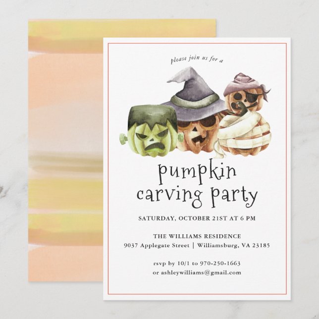 Pumpkin Carving | Halloween Party Invitation (Front/Back)