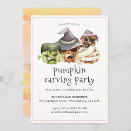 Pumpkin Carving Halloween Party Invitation