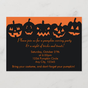 Pumpkin Carving Party Halloween Invitations