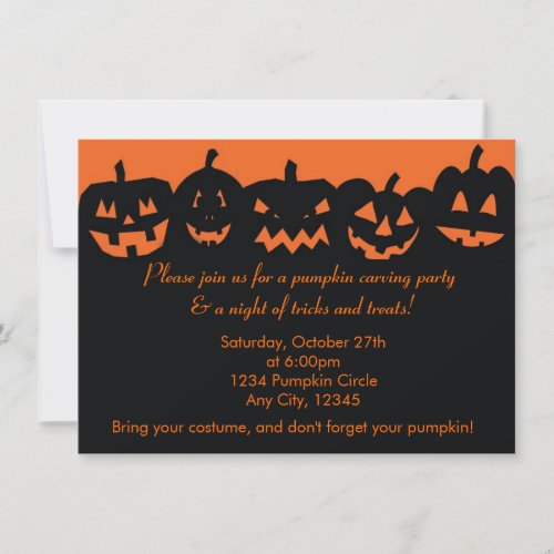 Pumpkin Carving Party Halloween Invitations