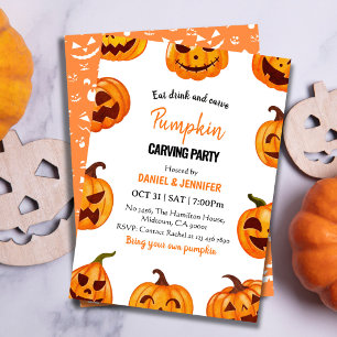 Pumpkin carving party halloween Jack O Lantern Invitation