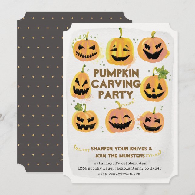 Pumpkin Carving Party Invitation (Front/Back)