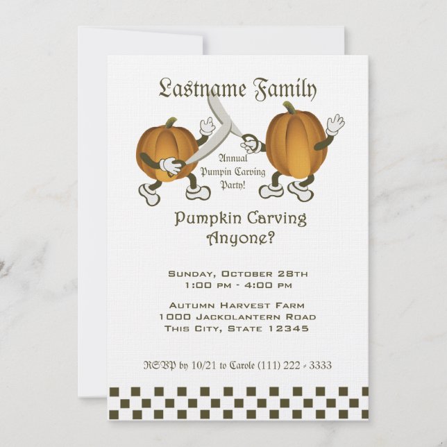 Pumpkin Carving Party Invitation (Front)