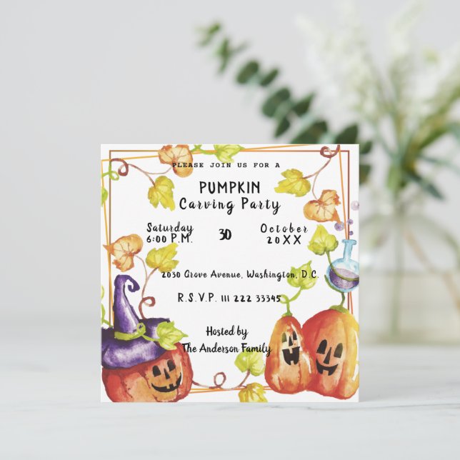 Pumpkin Carving Party Invitation (Standing Front)