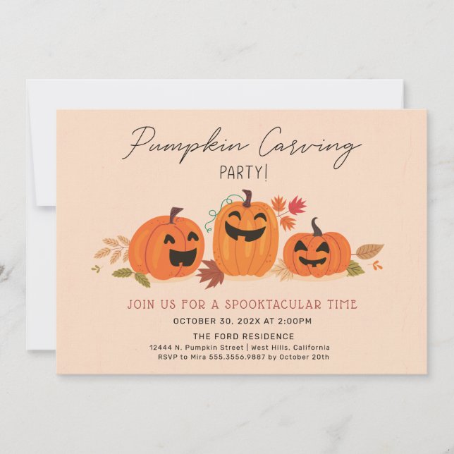 Pumpkin Carving Party Invitation Halloween (Front)