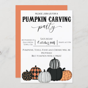 Pumpkin Carving Party Invitation - Jack o Lantern