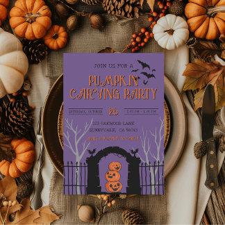 Pumpkin Carving Party Spooky Autumn Invitation