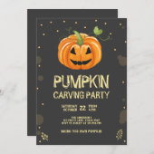 Pumpkin Carving Party Spooky Halloween Birthday Invitation (Front/Back)