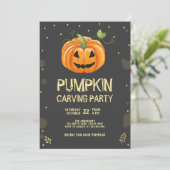 Pumpkin Carving Party Spooky Halloween Birthday Invitation (Standing Front)