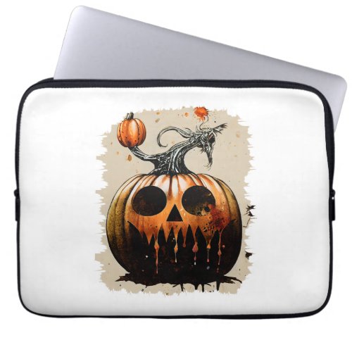 pumpkin carving round eyes halloween laptop sleeve