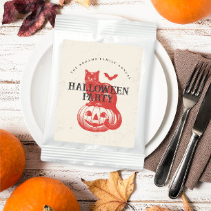 Pumpkin Cat Bat Orange Red Vintage Halloween Party Hot Chocolate Drink Mix