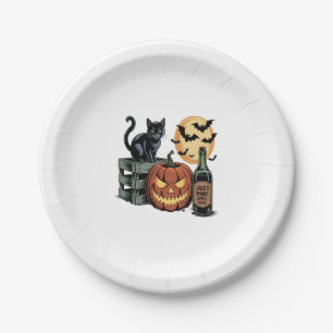 Pumpkin Cat Beer Halloween Paper Plates