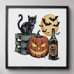 Pumpkin Cat Beer Halloween Peel And Stick Photo Tile