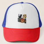Pumpkin Cat Beer Halloween Trucker Hat