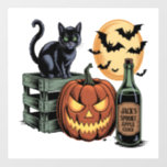 Pumpkin Cat Beer Halloween Wall Decal
