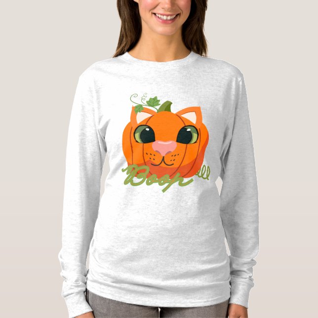 Pumpkin Cat Boop The Nose Long Sleeve Tee (Front)